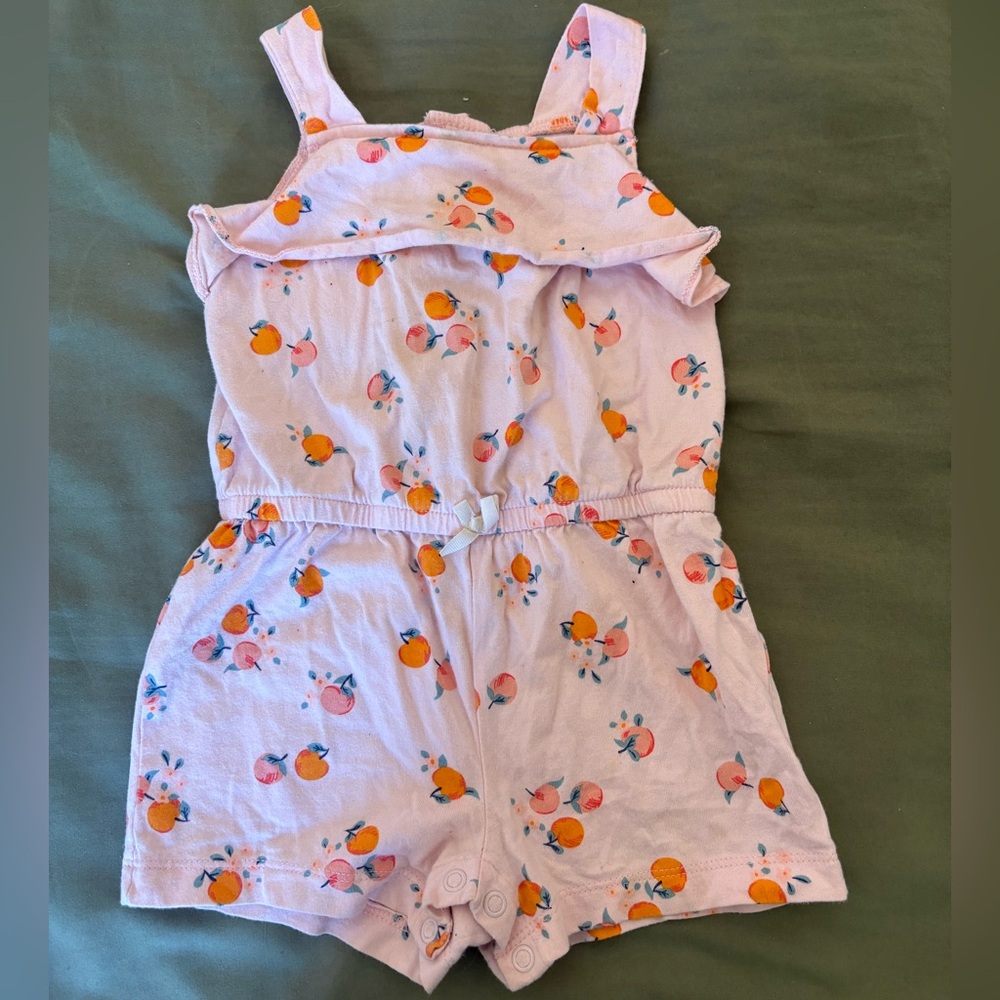 Pink romper with peaches - 18 mos